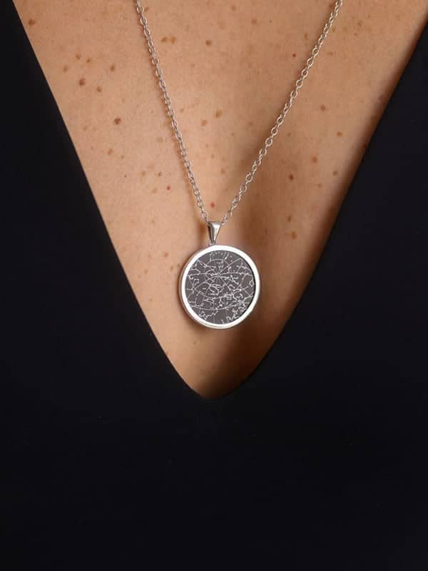 Night Sky Black Onyx Sterling Silver Bezel Necklace