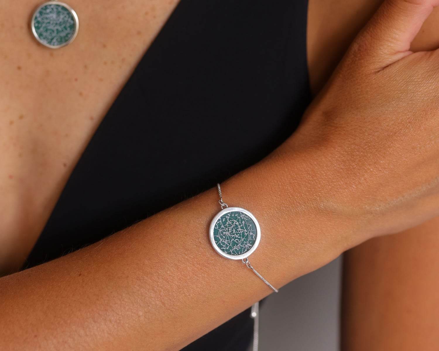 Night Sky Green Onyx Sterling Silver Armband mit Fassung