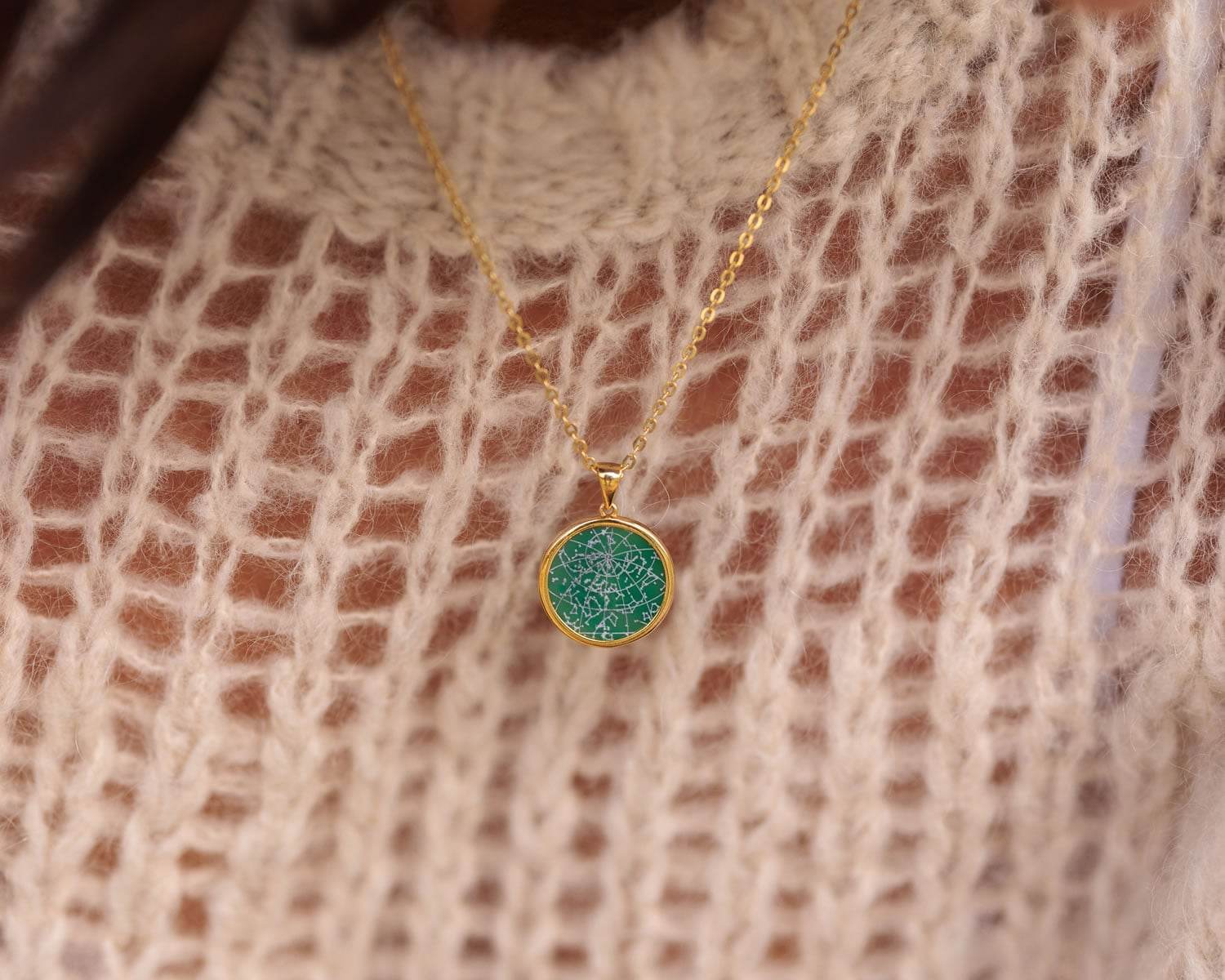 Night Sky Green Onyx Anhänger mit Fassung