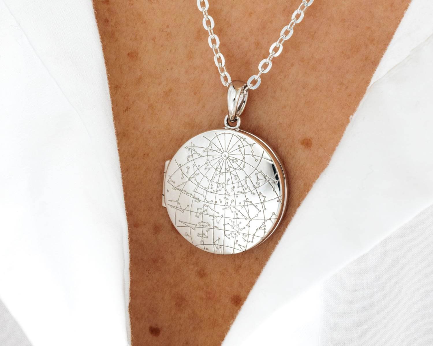 Night Sky Sternenkarte Sterling Silver Medaillon