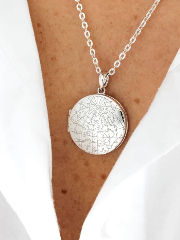Night Sky Sternenkarte Sterling Silver Medaillon