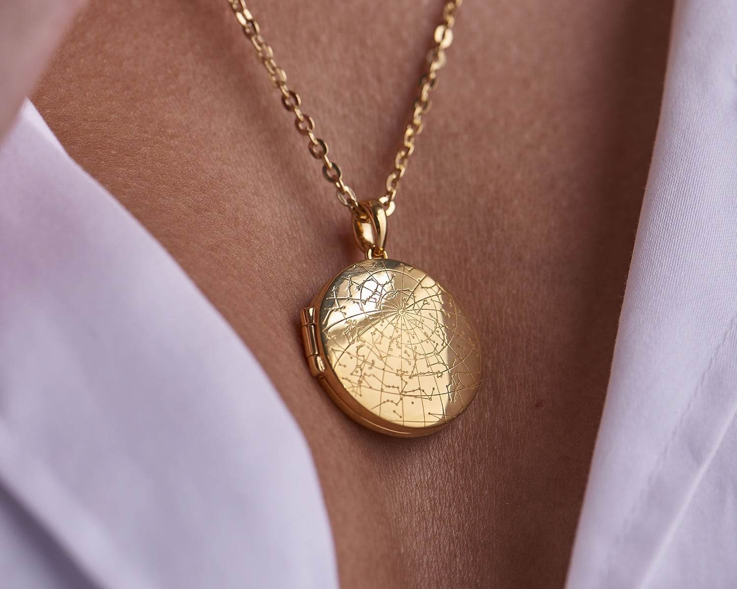 Night Sky Sternenkarte Gold Vermeil Medaillon