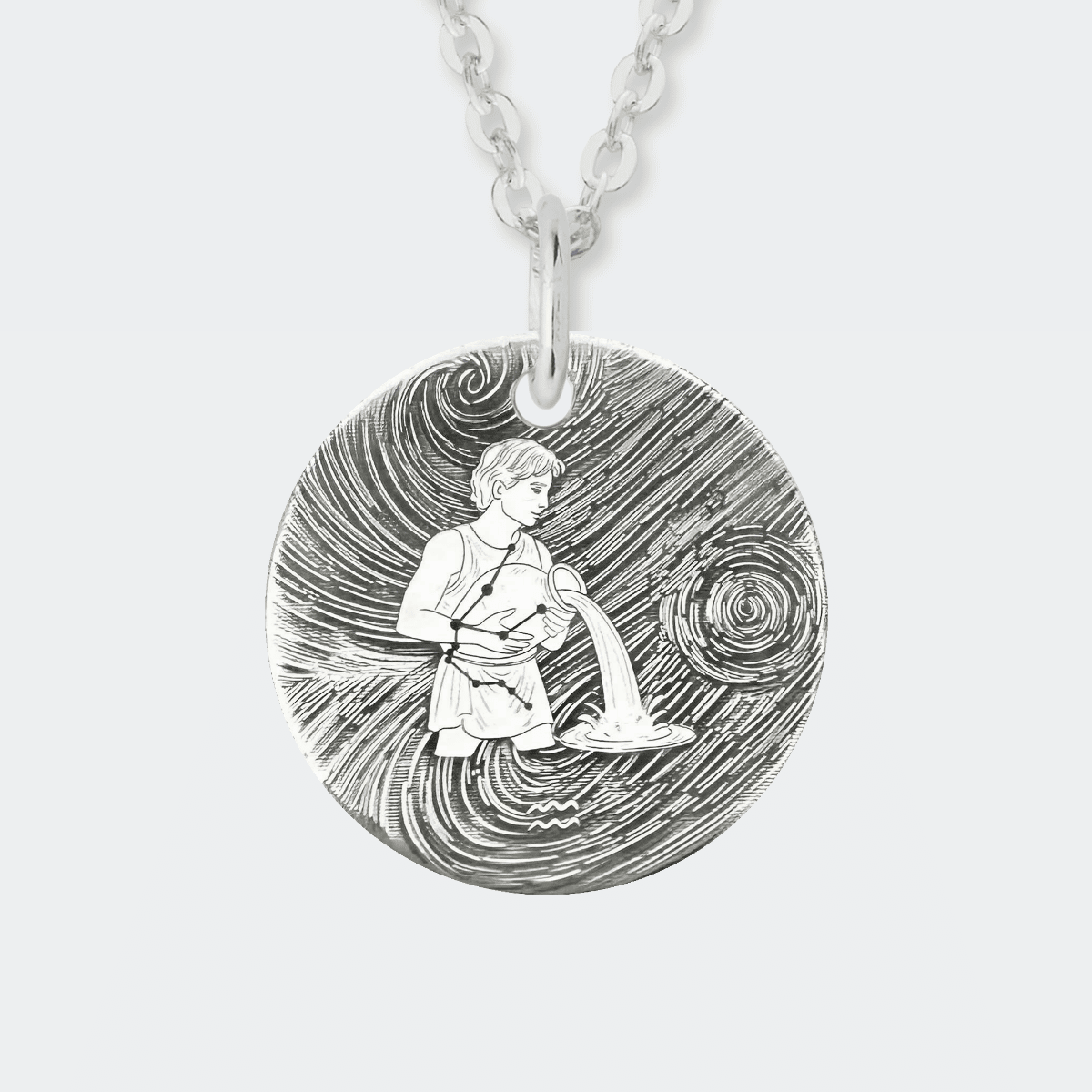 Zodiac Sterling Silver Aquarius Necklace
