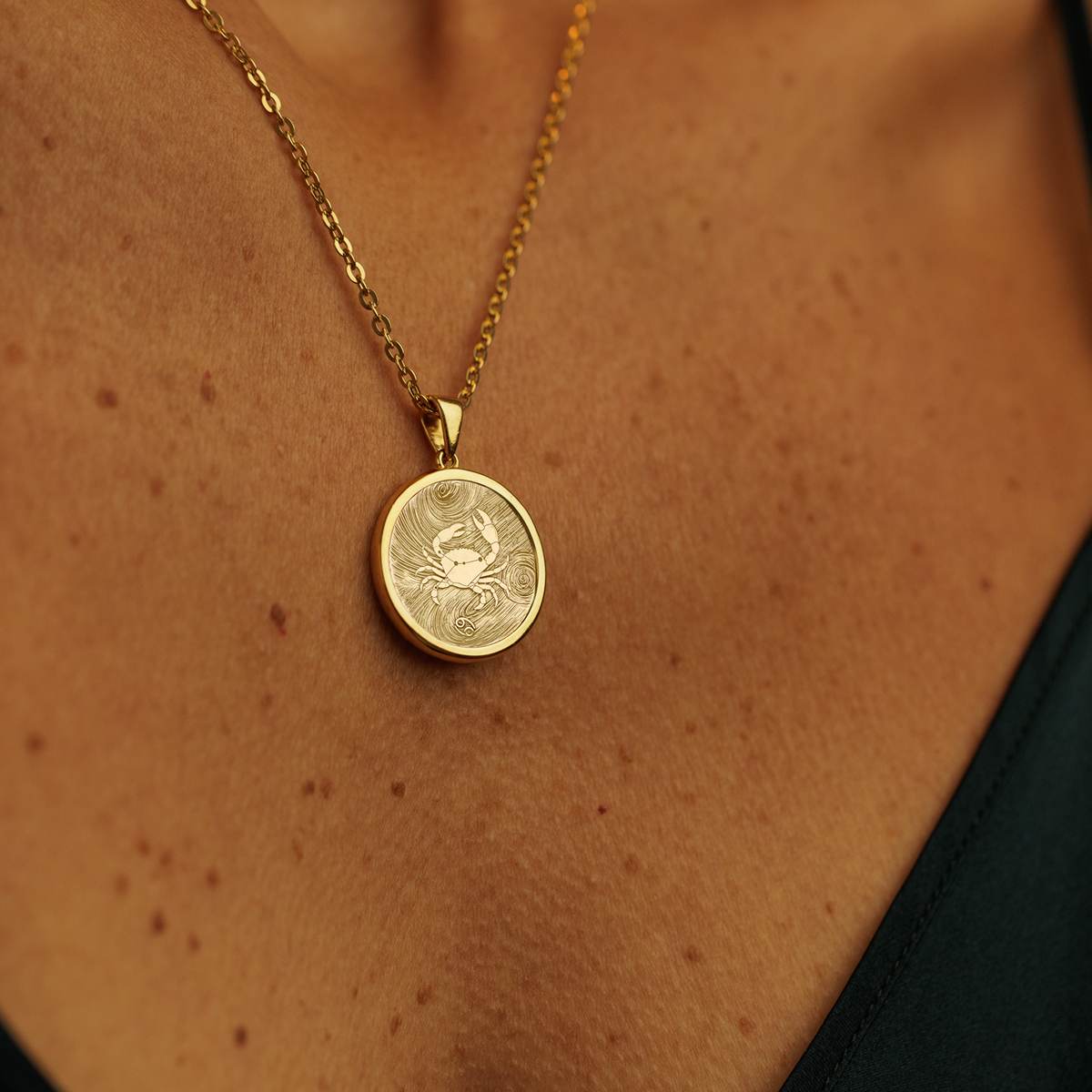 Zodiac Gold Vermeil Aquarius Bezel Necklace