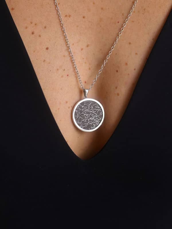 Night Sky Black Onyx Sterling Silver Bezel Necklace