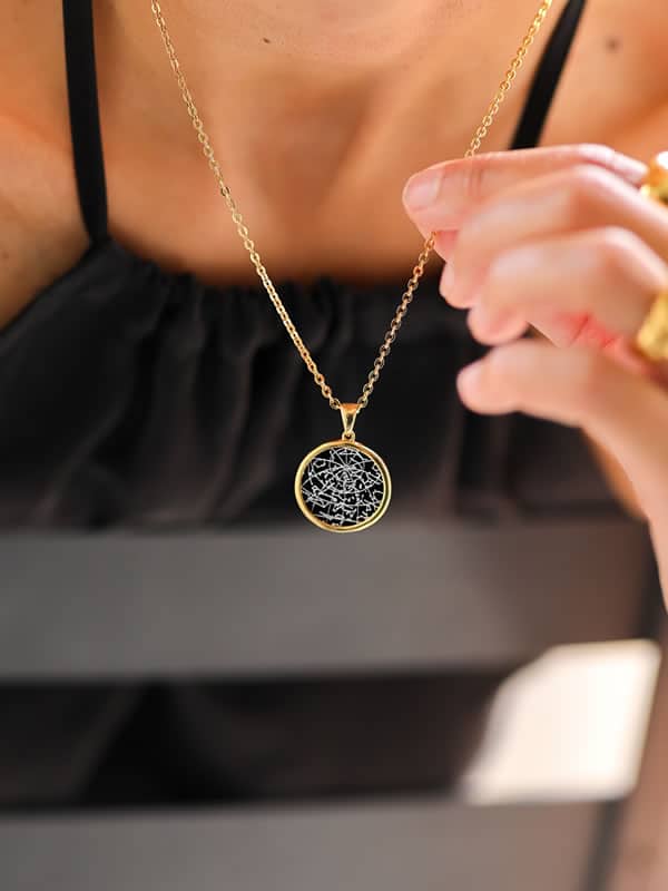 Night Sky Black Onyx Gold Vermeil Bezel Necklace