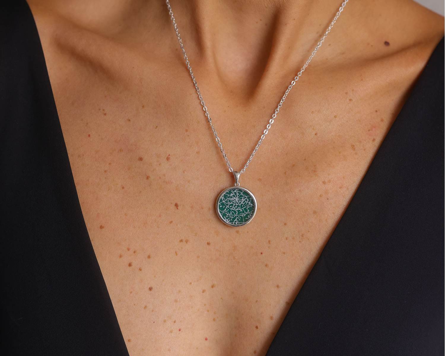 Night Sky Green Onyx Bezel Pendant