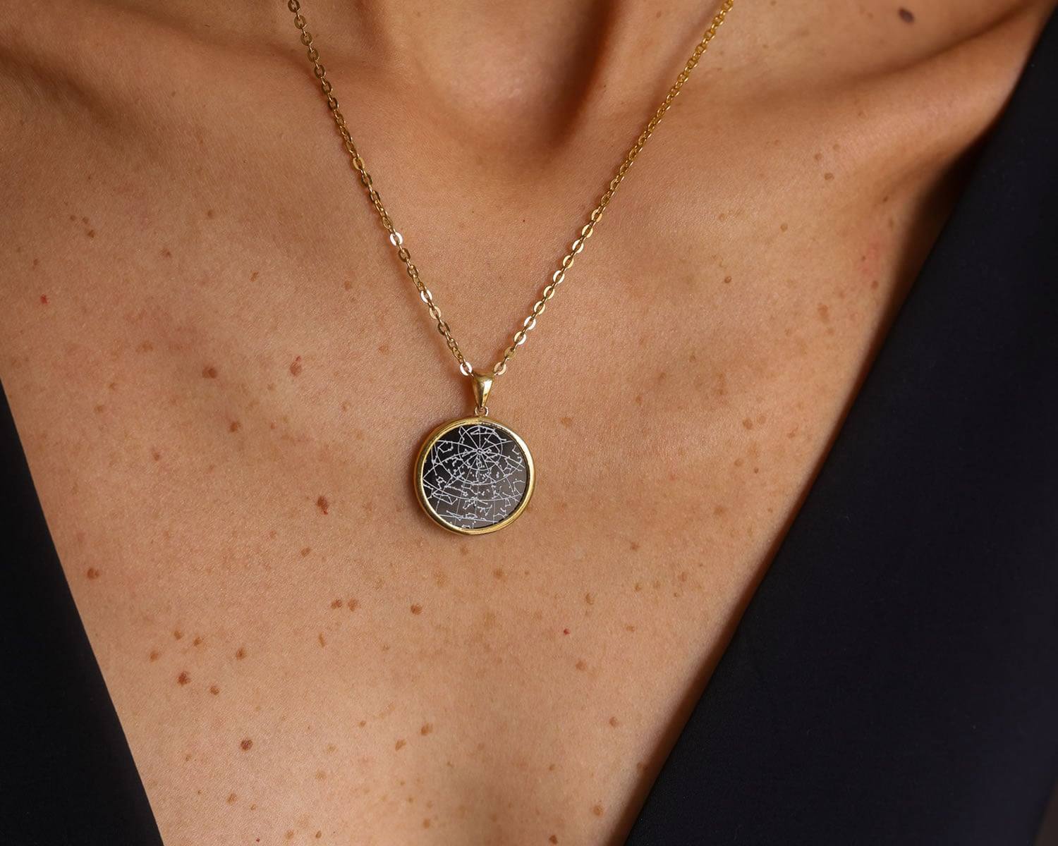Night Sky Black Onyx Gold Vermeil Bezel Necklace