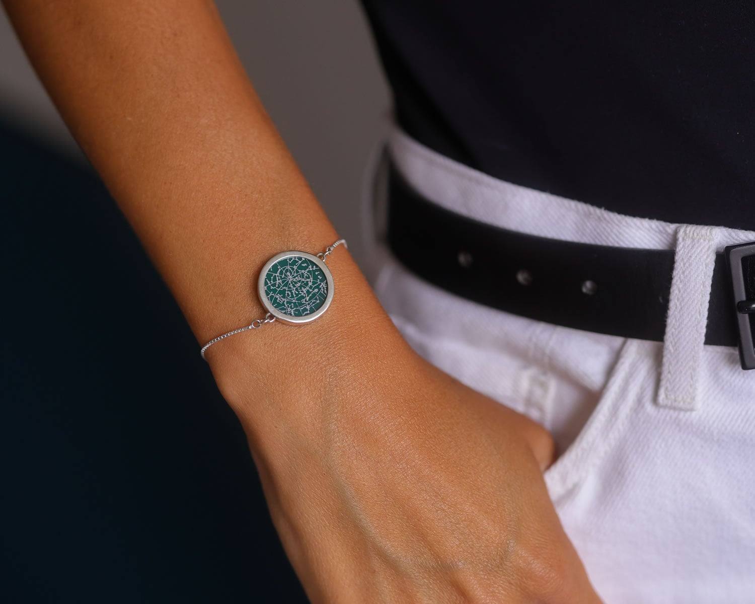 Night Sky Green Onyx Sterling Silver Armband mit Fassung