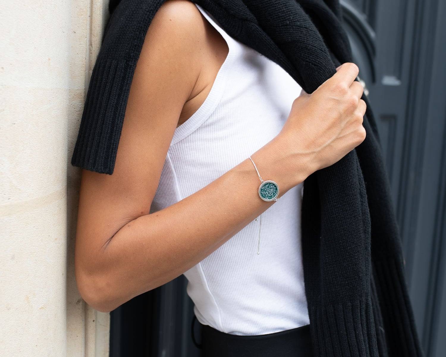 Night Sky Green Onyx Sterling Silver Armband mit Fassung