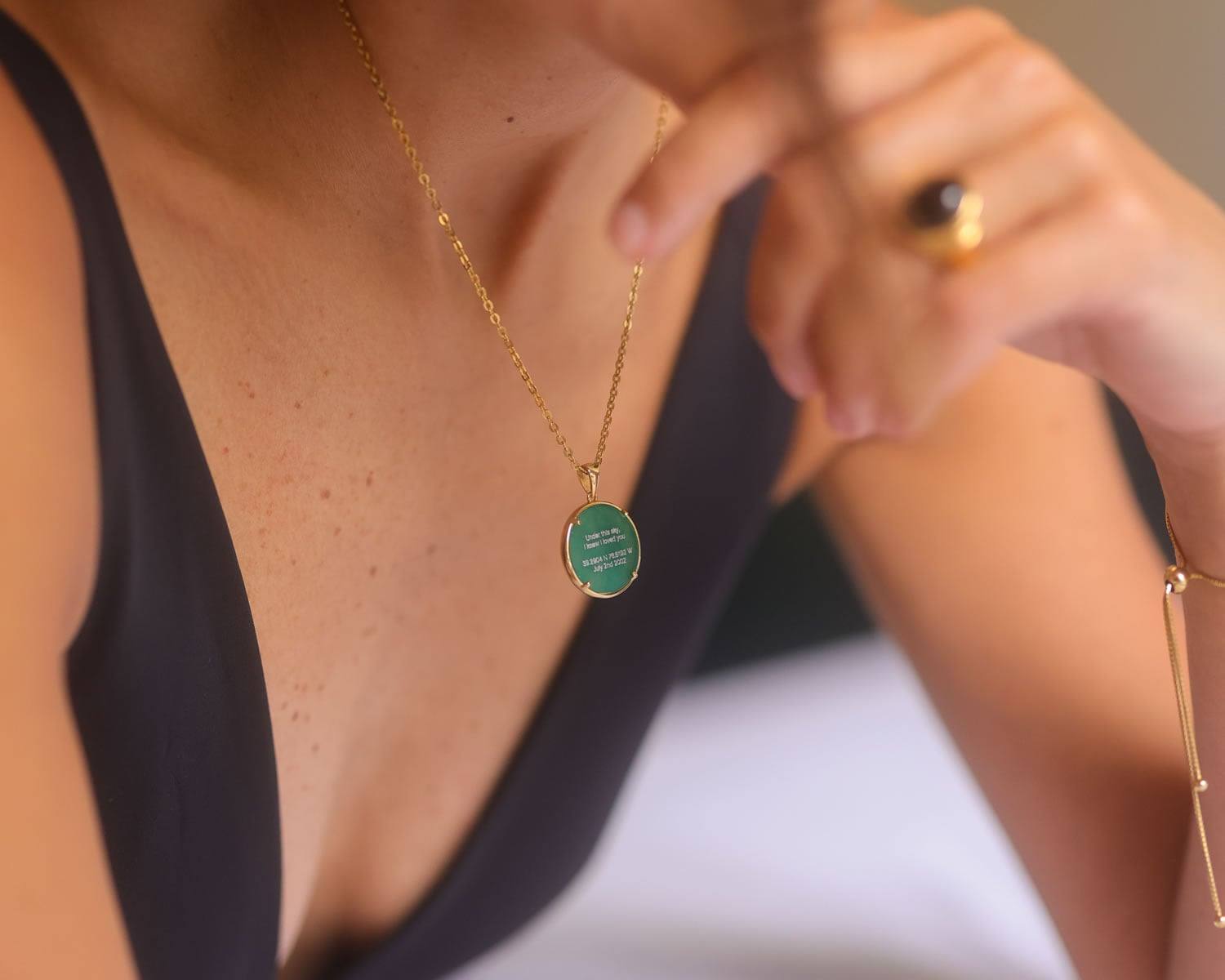 Night Sky Green Onyx Anhänger mit Fassung