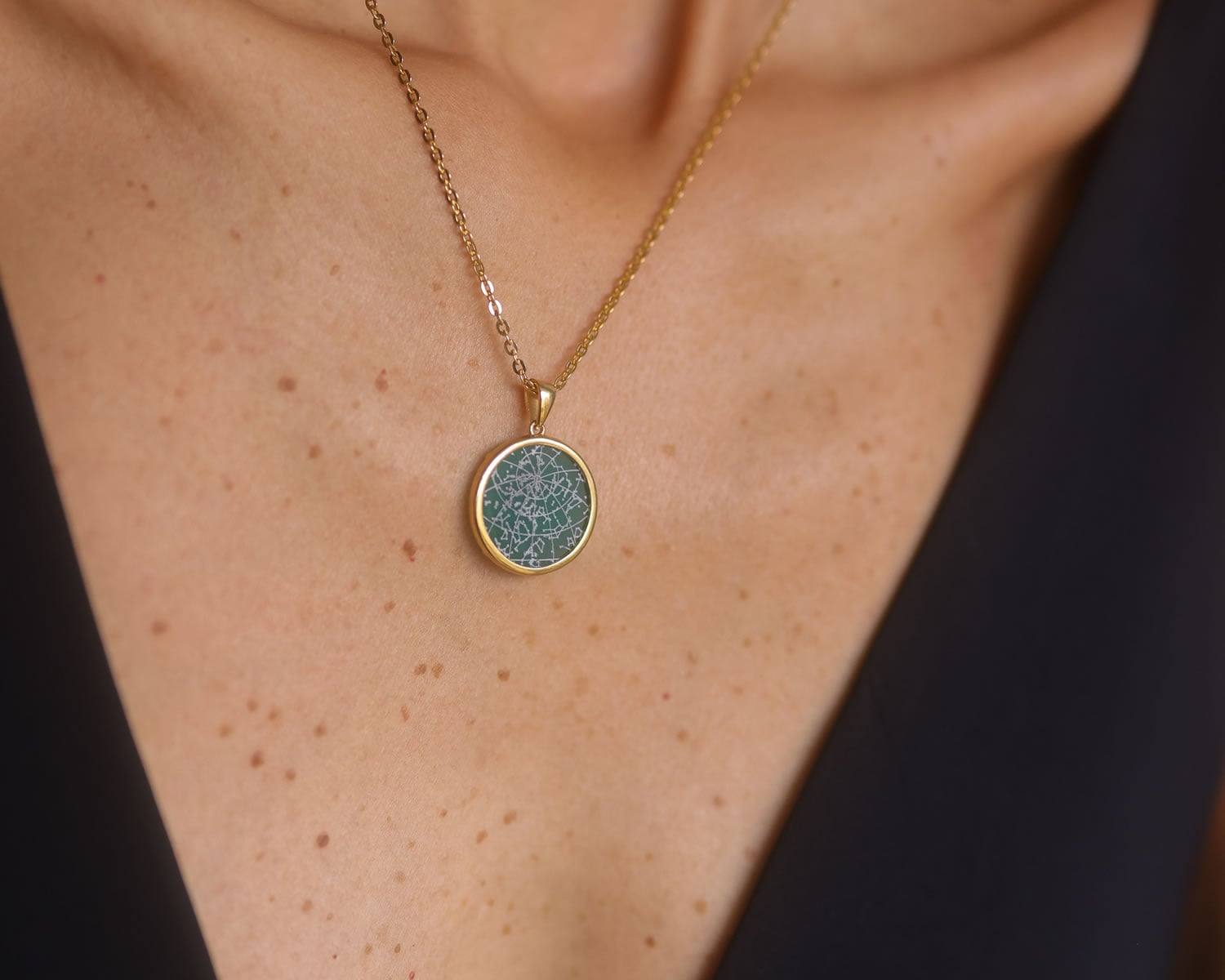 Night Sky Green Onyx Anhänger mit Fassung