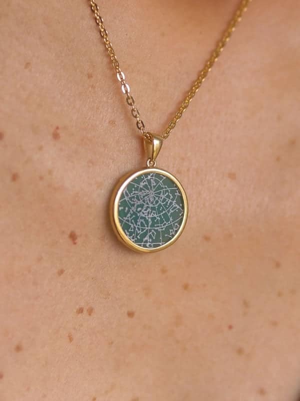Night Sky Green Onyx Anhänger mit Fassung
