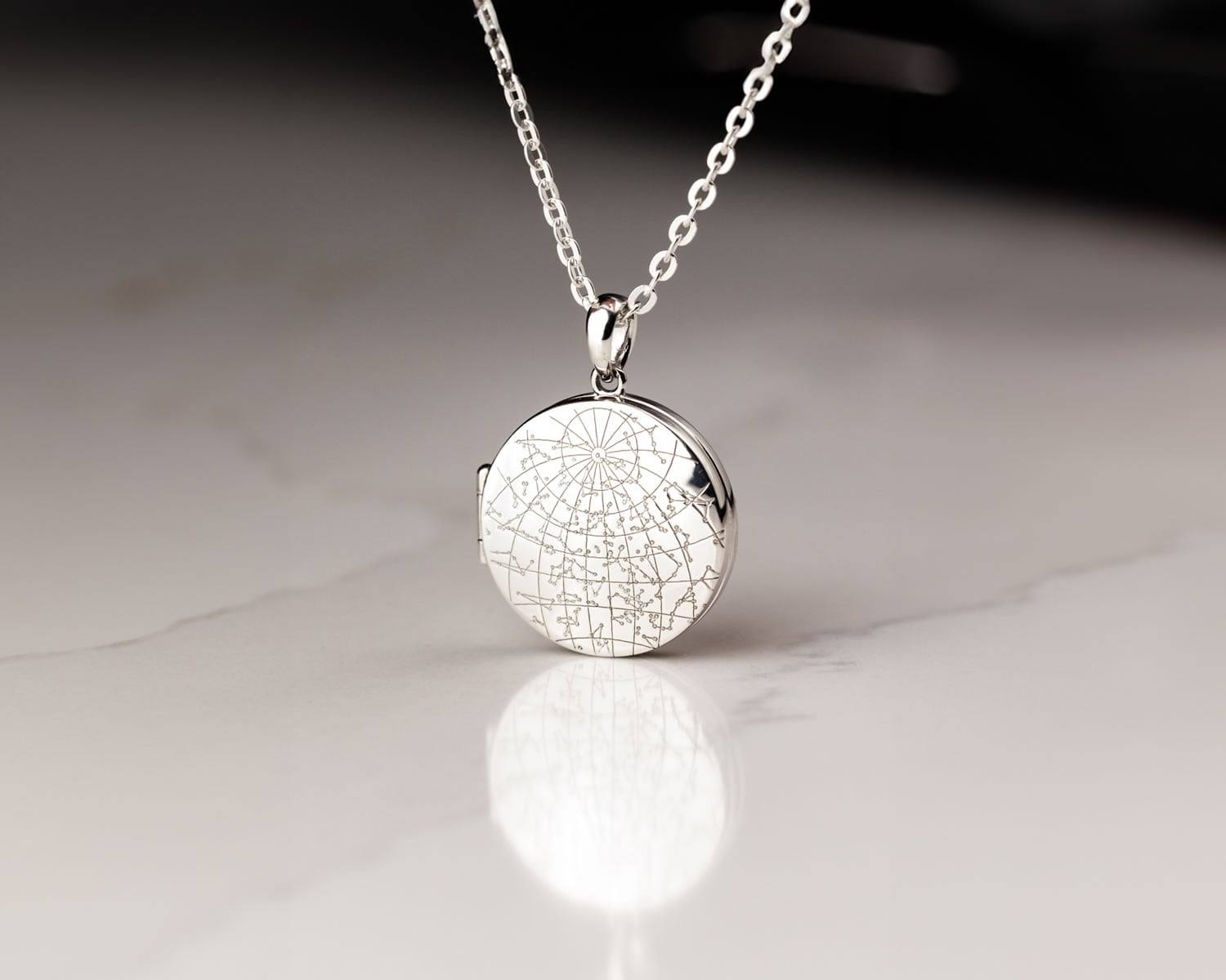 Night Sky Sternenkarte Sterling Silver Medaillon