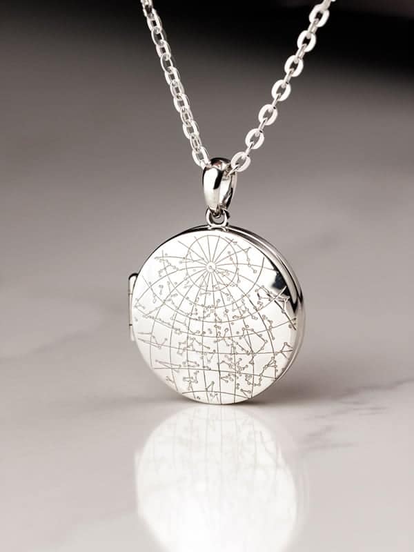 Night Sky Sternenkarte Sterling Silver Medaillon