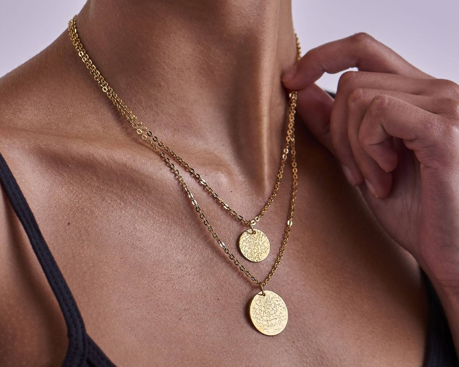 Night Sky Sternenkarte 18k Gold Vermeil Halskette