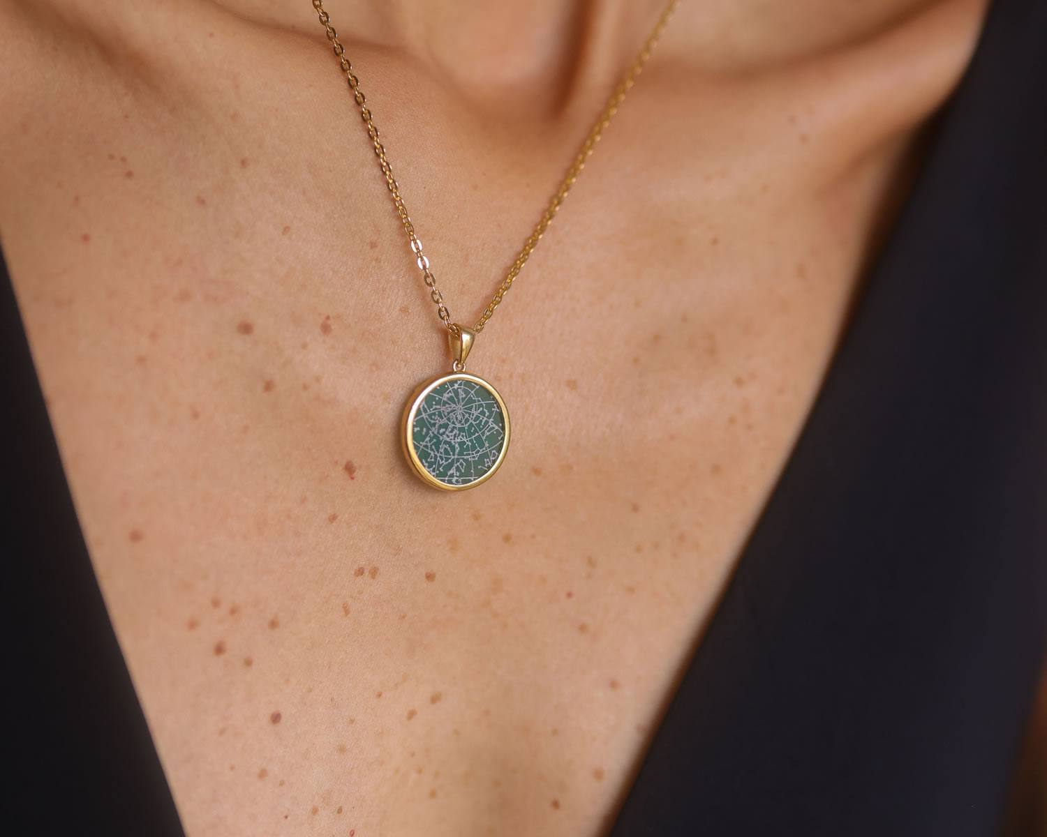 Night Sky Green Onyx Bezel Pendant