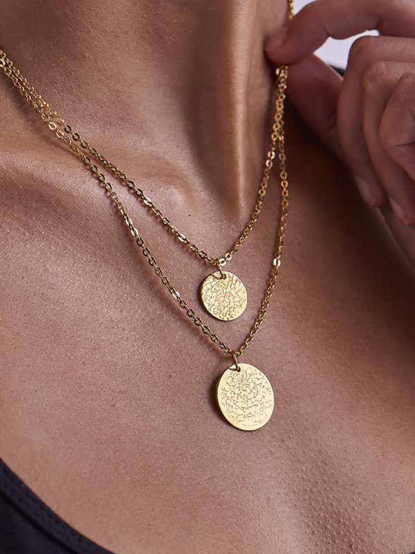 Night Sky Star Map 18k Gold Vermeil Necklace