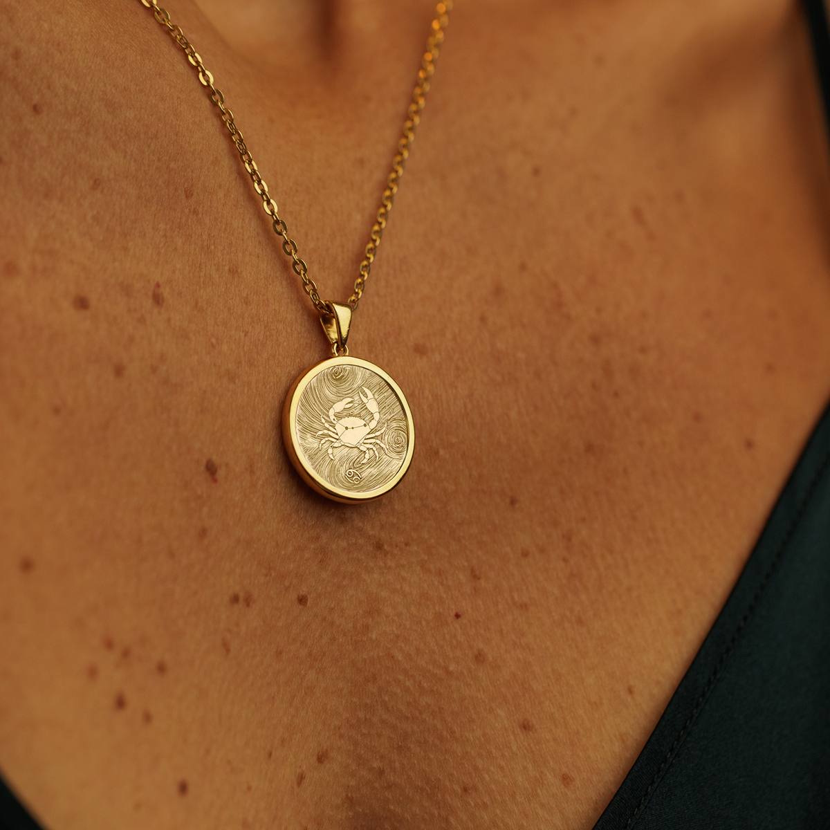Zodiac Gold Vermeil Aquarius Bezel Necklace