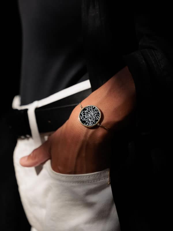 Night Sky Black Onyx Sterling Silver Bezel Bracelet