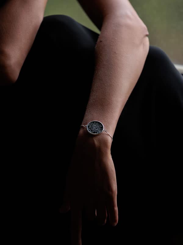 Night Sky Black Onyx Sterling Silver Bezel Bracelet