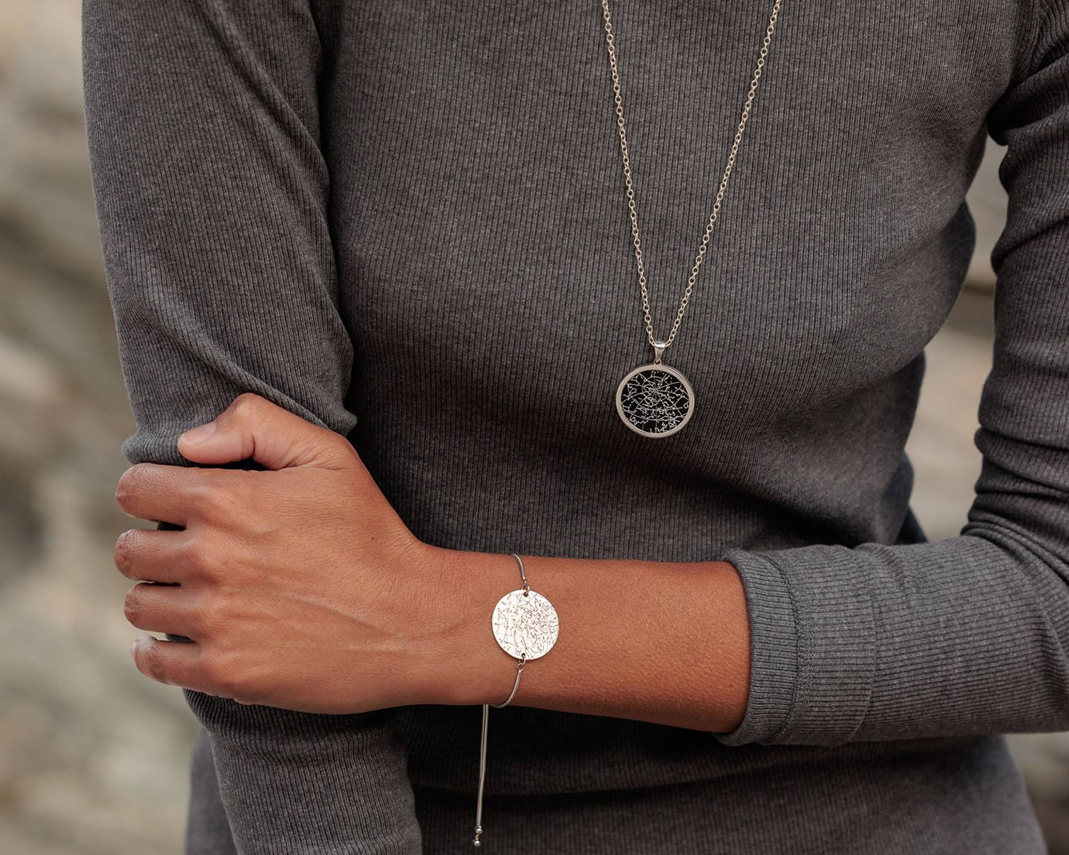 Night Sky Black Onyx Sterling Silver Bezel Necklace