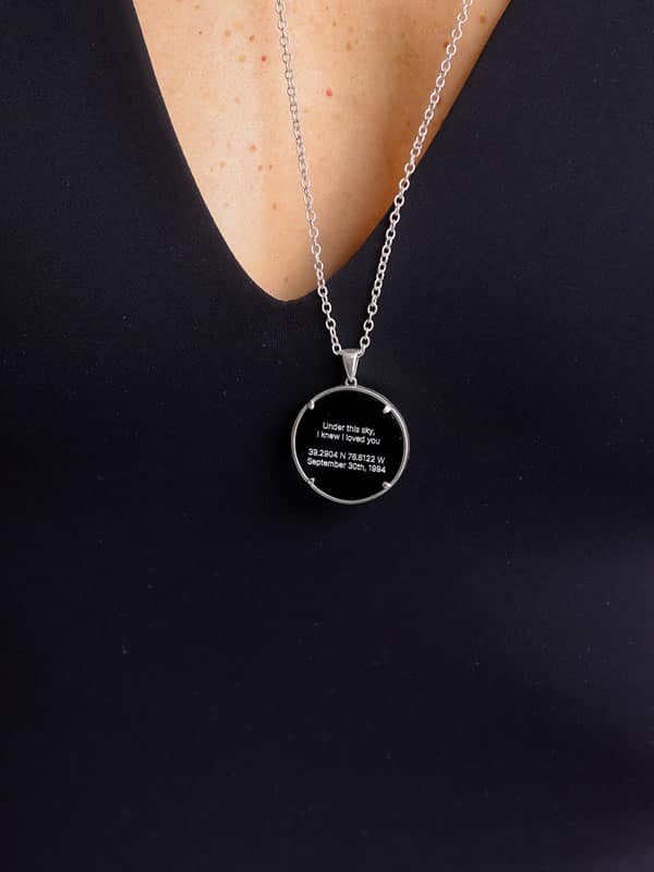 Night Sky Black Onyx Sterling Silver Bezel Necklace