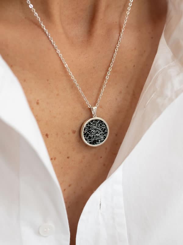 Night Sky Black Onyx Sterling Silver Bezel Necklace