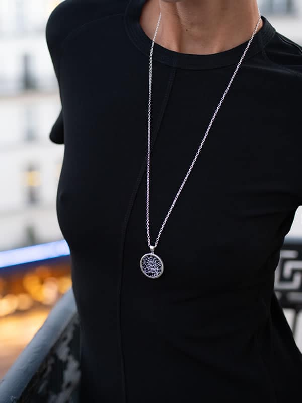 Night Sky Black Onyx Sterling Silver Bezel Necklace