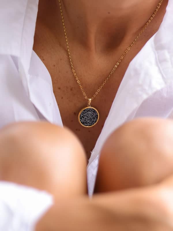 Night Sky Black Onyx Gold Vermeil Bezel Necklace