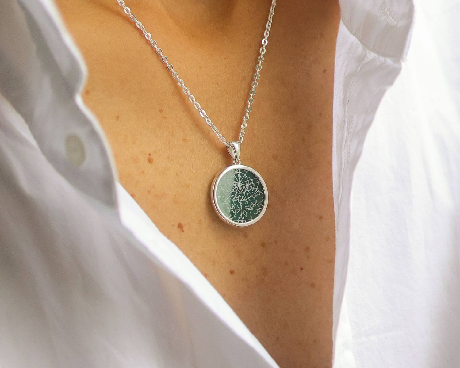 Night Sky Green Onyx Bezel Pendant