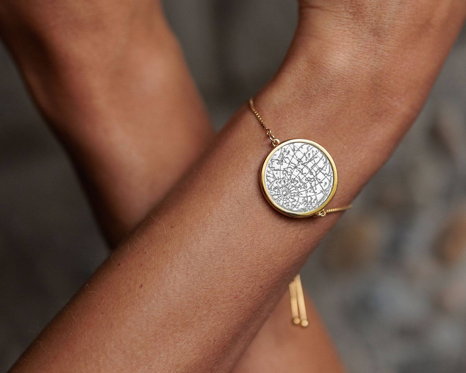 Night Sky Sterling Silver Bezel Bracelet