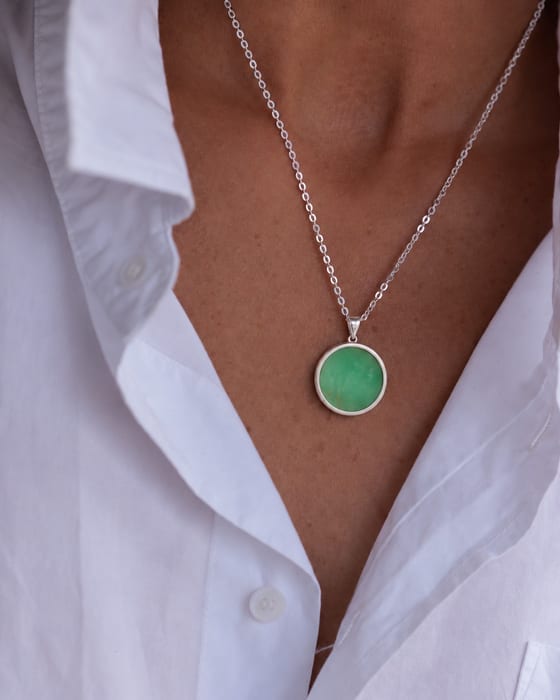 A chrysoprase Signature Stone necklace in sterling silver