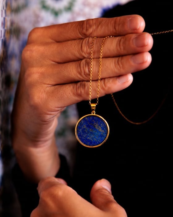 A lapis lazuli Signature Stone necklace in 18k gold vermeil
