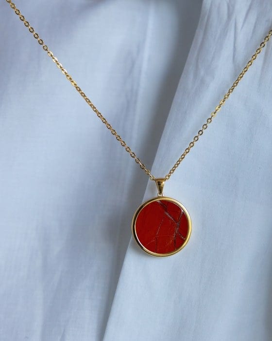 A red jasper Signature Stone necklace in 18k gold vermeil