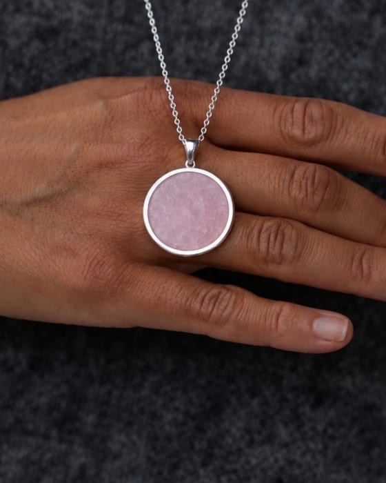 A rose quartz Signature Stone necklace in sterling silver