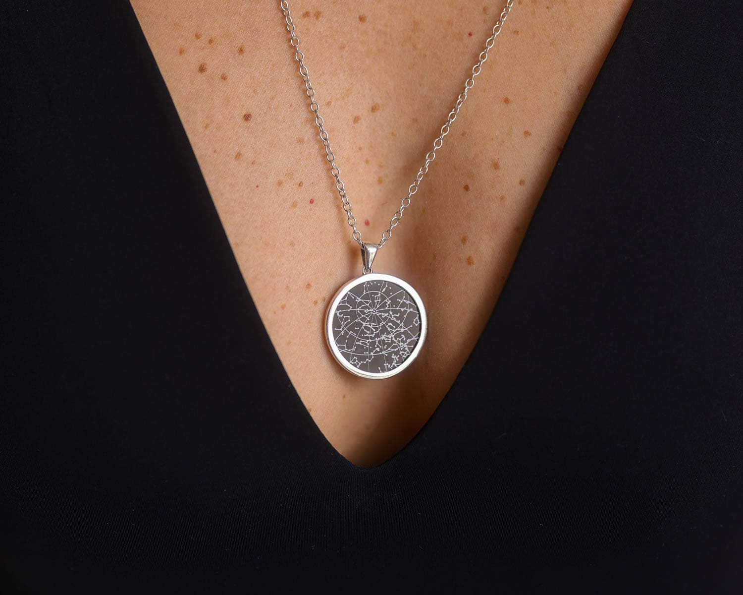 Night Sky Black Onyx Star Map Necklace
