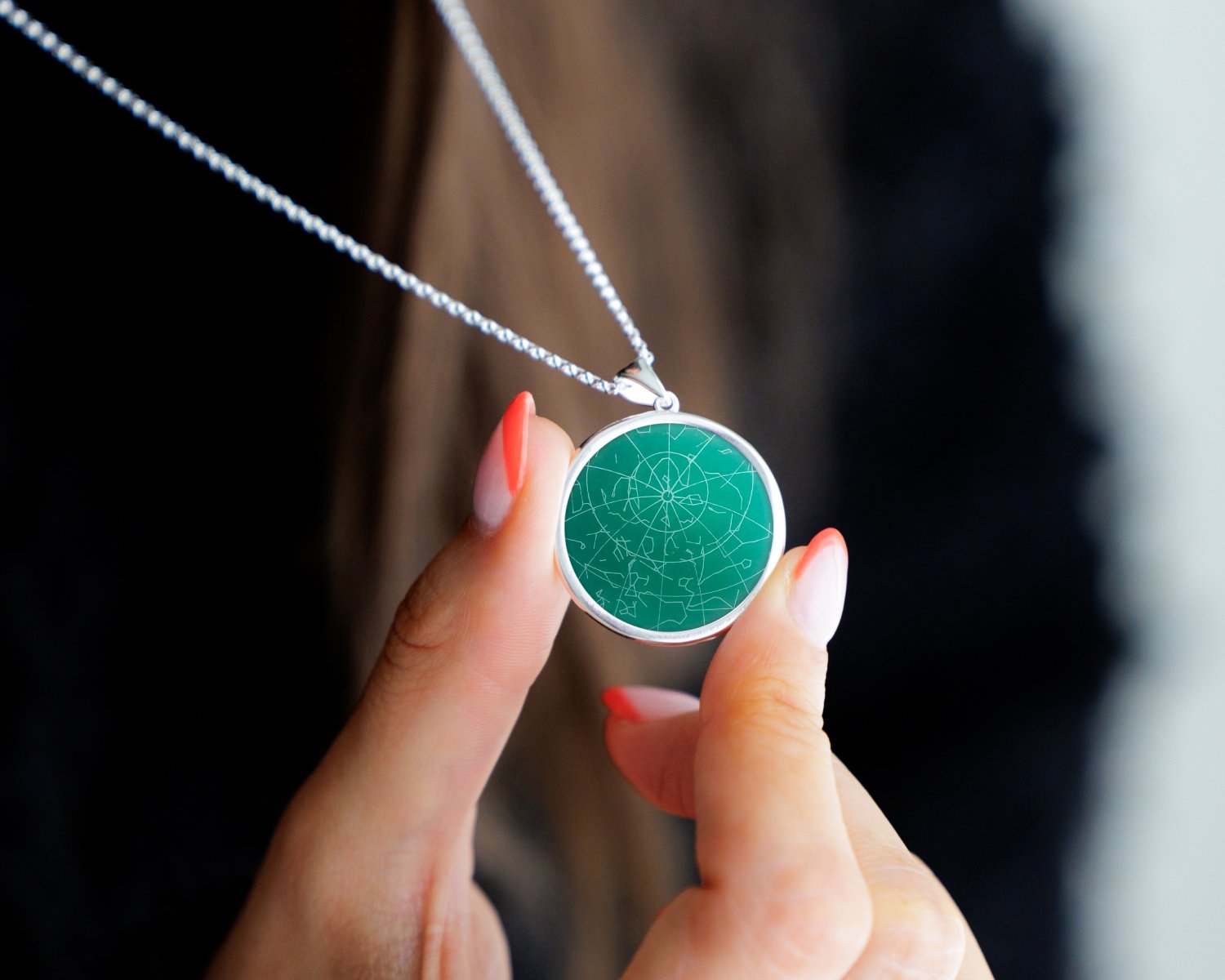 Night Sky Green Onyx Star Map Necklace