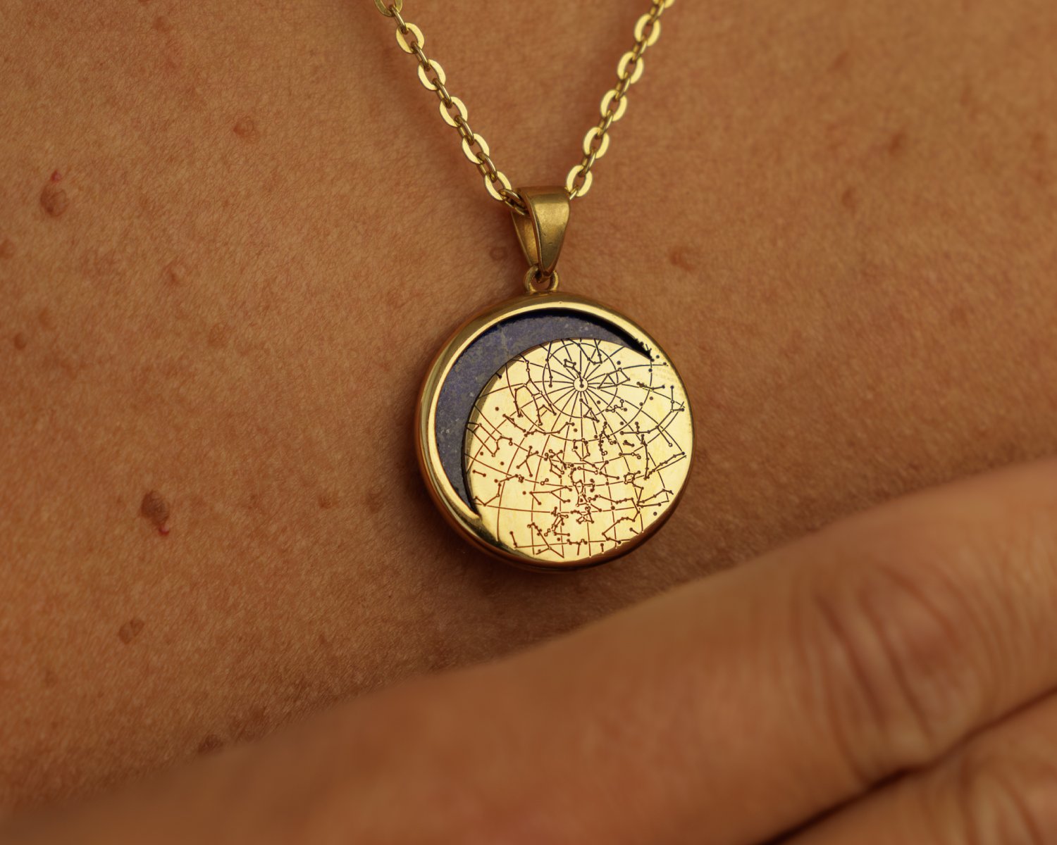 Night Sky 18k Gold Vermeil Eclipse Bezel Necklace