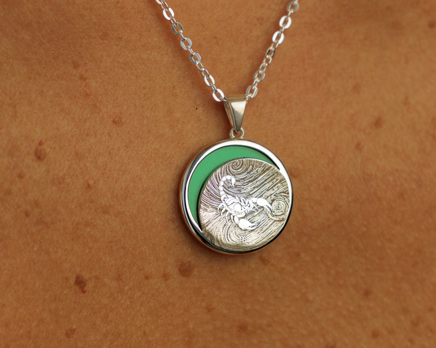 Zodiac Collection Sterling Silver Eclipse Bezel Necklace